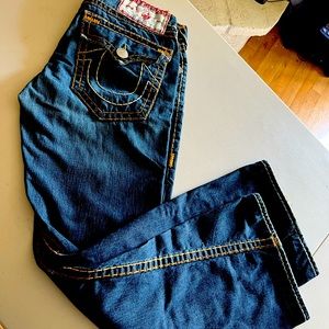 True Religion Joey Super T, dark wash, W33, L 34, flare bottoms